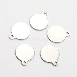 Stainless Steel Stamping Blank Tag Pendants, Flat Round, Stainless Steel Color, 22x18x1mm, Hole: 2mm(STAS-L166-01)