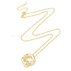 Brass Micro Pave Clear Cubic Zirconia Pendant Necklaces, Letter Q, 17.72 inch(450mm), Letter Q: 21x20mm(NJEW-Z038-01G-Q)