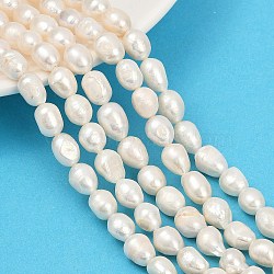 Natural Cultured Freshwater Pearl Beads Strands, Two Sides Polished, Grade 2A++, Lime, 8~9mm, Hole: 0.8mm, about 33~37pcs/strand, 13.90~14.25''(35.3~36.2cm)(PEAR-P064-20C-03A)