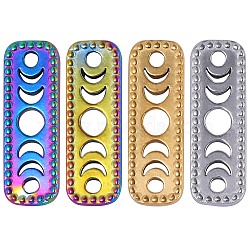 12Pcs 3 Colors Ion Plating(IP) 304 Stainless Steel Connector Charms, Rectangle Links with Hollow Moon Phase, Nickel Free, Mixed Color, 20.5x7x1.5mm, Hole: 1.6mm, 4pcs/color(STAS-SZ0002-96)