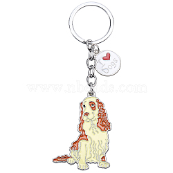 WEWAYSMILE Dog Keychain Car Keychain Pet Pendant Key-Ring Lovely Dog Key-ring Portable Metal Keychain Gift for Pet Lover Birthday Puppy Theme Party Supplies (Cocker Dog), Platinum, 11.55x4.15cm(JX800A)