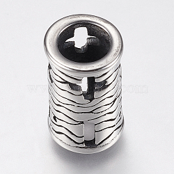 304 Stainless Steel Beads, Column, Antique Silver, 17x10mm, Hole: 7mm(STAS-F144-081AS)