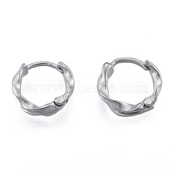 Non-Tarnish 316 Surgical Stainless Steel Twist Hoop Earrings for Men Women, Stainless Steel Color, 12.5x14x4mm, Pin: 1mm(EJEW-N052-10)