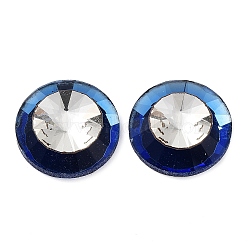 Glass Cabochons, Back Plated, Faceted, Half Round, Royal Blue, 18x7mm(GLAA-D016-06A)