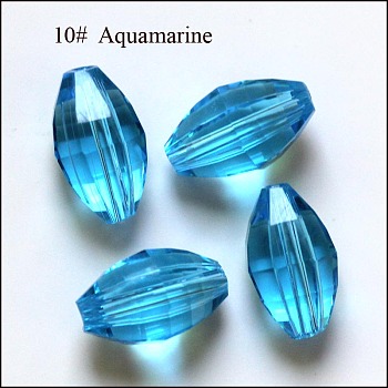 Imitation Austrian Crystal Beads, Grade AAA, Faceted, Oval, Deep Sky Blue, 10x13mm, Hole: 0.9~1mm