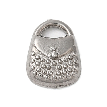 Non-Tarnish 304 Stainless Steel Pendants, Handbag Charm, Stainless Steel Color, 14x10x3.5mm, Hole: 2x4mm