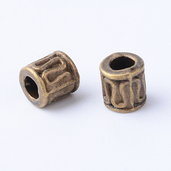 Tibetan Style Alloy Spacer Beads, Column, Cadmium Free & Nickel Free & Lead Free, Antique Bronze, 5x5mm, Hole: 2mm