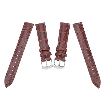 Gorgecraft Leather Watch Bands, with Stainless Steel Clasps, Coconut Brown, 88x18x2mm, 125x16x2mm