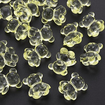 Transparent Acrylic Beads, Top Drilled Beads, Bear, Yellow, 18.5x15.5x11mm, about 320pcs/500g