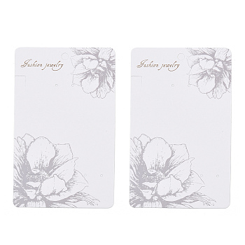 Rectangle Flower Earring Display Cards, Gainsboro, 14.2x8.9x0.04cm, Hole: 2mm