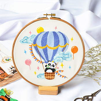 DIY Display Decoration Embroidery Kit, Including Embroidery Needles & Thread, Cotton Fabric, Panda Pattern, 177x172mm