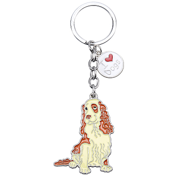 WEWAYSMILE Dog Keychain Car Keychain Pet Pendant Key-Ring Lovely Dog Key-ring Portable Metal Keychain Gift for Pet Lover Birthday Puppy Theme Party Supplies (Cocker Dog), Platinum, 11.55x4.15cm