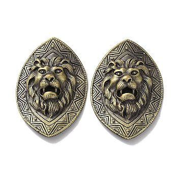 Tibetan Style Brass Pendants, Cadmium Free & Lead Free, Lion, Antique Bronze, 41.5x27.5x9mm, Hole: 6x1.8mm