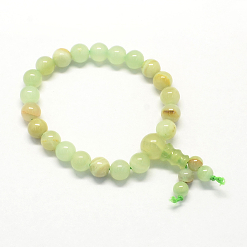 Buddha Meditation Yellow Jade Beaded Stretch Bracelets, Pale Green, 50mm, 21pcs/strand