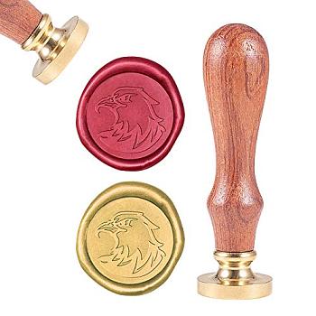 DIY Scrapbook, Brass Wax Seal Stamp and Wood Handle Sets, Eagle, Golden, 8.9x2.5cm, Stamps: 25x14.5mm