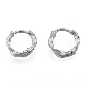 316 Surgical Stainless Steel Twist Hoop Earrings for Men Women, Stainless Steel Color, 12.5x14x4mm, Pin: 1mm