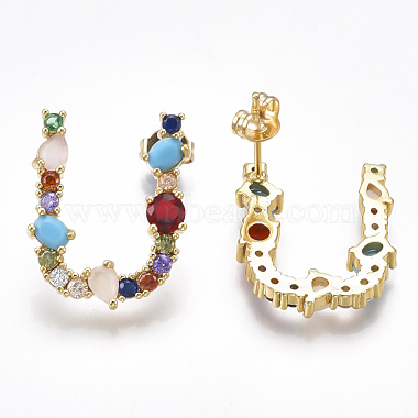 Colorful Brass Stud Earrings