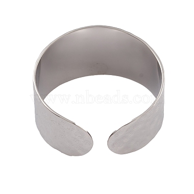 304 Stainless Steel Textured Open Cuff Rings for Women(RJEW-G285-67P)-3