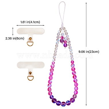 Round Synthetic Moonstone Beaded Mobile Straps(HJEW-SW00042-09)-2