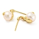 Rack Plating Brass Dangle Stud Earrings with Natural Pearl(EJEW-M227-01G)-2