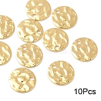Ion Plating(IP) 304 Stainless Steel Charms, Textured, Flat Round Charms, Golden, 10x1mm, Hole: 1.4mm, 10pcs/set(STAS-YW0002-58A)