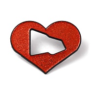 Heart Alloy Enamel Pins, for Backpack Clothes, Red, 37x47.5mm(JEWB-A024-14B)