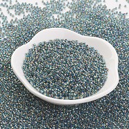 TOHO Japanese Seed Beads, Round, 11/0, (995) Gilt Lined AB Aqua, 2x1.5mm, Hole: 0.5mm, about 42000pcs/pound(SEED-K008-2mm-995)