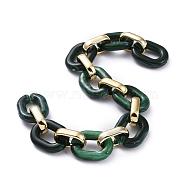 Handmade Acrylic Cable Chains, with CCB Plastic Linking Rings, Dark Green, Links: 24x18x5mm and 19x12x4.5mm, 39.37 inch(1m)/strand
(AJEW-JB00658-06)