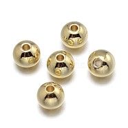 Brass Beads, Lead Free & Nickel Free & Cadmium Free, Solid Round, Real 18K Gold Plated, 10mm, Hole: 2mm(KK-F0317-10mm-01G-NR)