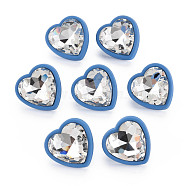 Crystal Rhinestone Heart Stud Earrings with 925 Sterling Silver Pins for Women, Steel Blue, 22x22mm, Pin: 0.6mm(MACR-S275-038A)