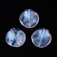 Transparent Acrylic Beads, Glitter Powder, Flat Round, Clear, 20x20x5mm, Hole: 1.4mm, about 400pcs/500g(OACR-N008-098)