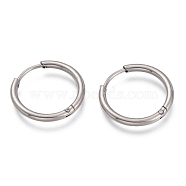 201 Stainless Steel Huggie Hoop Earrings, with 304 Stainless Steel Pin, Hypoallergenic Earrings, Ring, Stainless Steel Color, 15x1.5mm, 15 Gauge, Pin: 1mm(EJEW-O095-02B)