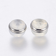 Silicone Ear Nuts, Earring Backs, with Brass Findings, Platinum, 7x5mm, Hole: 0.7mm(SIL-F001-02P)