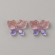 Luminous Resin Cabochons, Glow in the Dark, Nail Art Decoration Accessories, Butterfly, Pink, 8x10x3mm(MRMJ-TAC0010-05D)