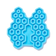 Honeycomb DIY Pendant Silicone Molds, for Earring Making, Resin Casting Molds, For UV Resin, Epoxy Resin Jewelry Making, Deep Sky Blue, 53x54x4mm, Inner Diameter: 50x25mm(DIY-I085-35)