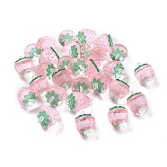 Transparent Acrylic Pendants, Strawberry, Pink, 18x13.5mm, Hole: 1.6mm(X-OACR-C003-02B)