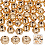 40Pcs Rack Plating Brass Beads, Long-Lasting Plated, Round, Real 14K Gold Plated, 10mm(KK-BBC0011-15C)