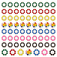 70Pcs 7 Colors Alloy Enamel Pendants, Golden, Sunflower with Smiling Face Charm, Mixed Color, 18x16x1.5mm, Hole: 1.6mm, 10pcs/color(ENAM-DC0001-38)