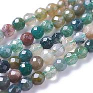 Natural Indian Agate Bead Strands, Faceted Round, 3mm, Hole: 0.8mm, about 136pcs/strand, 15 inch(G-A129-3mm-03)