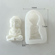 Buddha Statue Scented Candle Food Grade Silicone Molds, Candle Making Molds, Aromatherapy Candle Mold, White, 7.5x4.6x3cm(PW-WG71214-01)