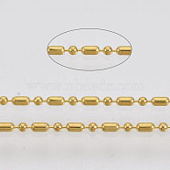 Brass Ball Chains, Ball & Bar Faceted Beaded Chains, Long-Lasting Plated, Soldered, with Spool, Cadmium Free & Nickel Free & Lead Free, Golden, 1.8x1mm and 1mm, about 301.83 Feet(92m)/roll(CHC-S008-010F-G)