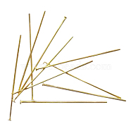 Iron Flat Head Pins, Nickel Free, Golden, Size: about 0.75~0.8mm thick, 5.0cm long, head: 2mm, about 5000pcs/1000g(HPG5.0cm-NF)
