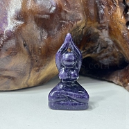 Natural Lepidolite Carved Healing Yoga Goddess Figurines, Reiki Energy Stone Display Decorations, 50~60mm(PW-WG59957-07)