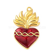 Alloy Enamel Pendants, Golden, Sacred Heart Charm, Golden, 36.5x22x4mm, Hole: 2.2mm(ENAM-P252-04G)