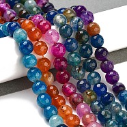 Natural Agate Beads Strands, Round, Dyed & Heated, Faceted, Mixed Color, 8mm, Hole: 1mm, about 49pcs/strand, 15.1 inch(38.5cm)(G-G703-8mm-M)
