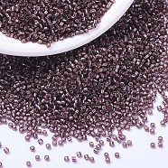 MIYUKI Delica Beads Small, Cylinder, Japanese Seed Beads, 15/0, (DBS1204) Silverlined Mauve, 1.1x1.3mm, Hole: 0.7mm, about 175000pcs/bag, 50g/bag(SEED-X0054-DBS1204)