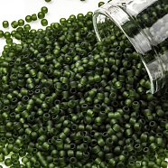 TOHO Round Seed Beads, Japanese Seed Beads, (940F) Transparent Frost Olivine, 11/0, 2.2mm, Hole: 0.8mm, about 1110pcs/bottle, 10g/bottle(SEED-JPTR11-0940F)