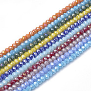 Electroplate Glass Beads Strands, AB Color, Faceted, Rondelle, Mixed Color, 6x4mm, Hole: 1mm, about 89pcs/strand, 15.6 inch(EGLA-Q115-6x4mm-M)