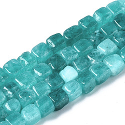 Dyed Natural White Jade Beads Strands, Cube, Medium Turquoise, 7~8x7~8x7~8mm, Hole: 0.9mm, about 45~49pcs/strand, 13.39~14.57 inch(34~37cm)(G-S364-083A-02)