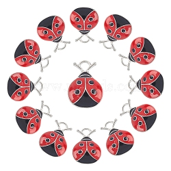30Pcs Alloy Enamel Pendants, Ladybug, Lead Free and Cadmium Free, Red and Black, Platinum, Red, 17.5x12.5x4mm, Hole: 2mm(ENAM-SC0002-13)